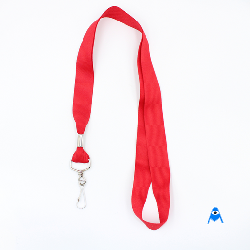 Flat red lanyard with swivel clip