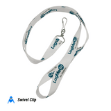 Printed Lanyard with Swivel Clip white