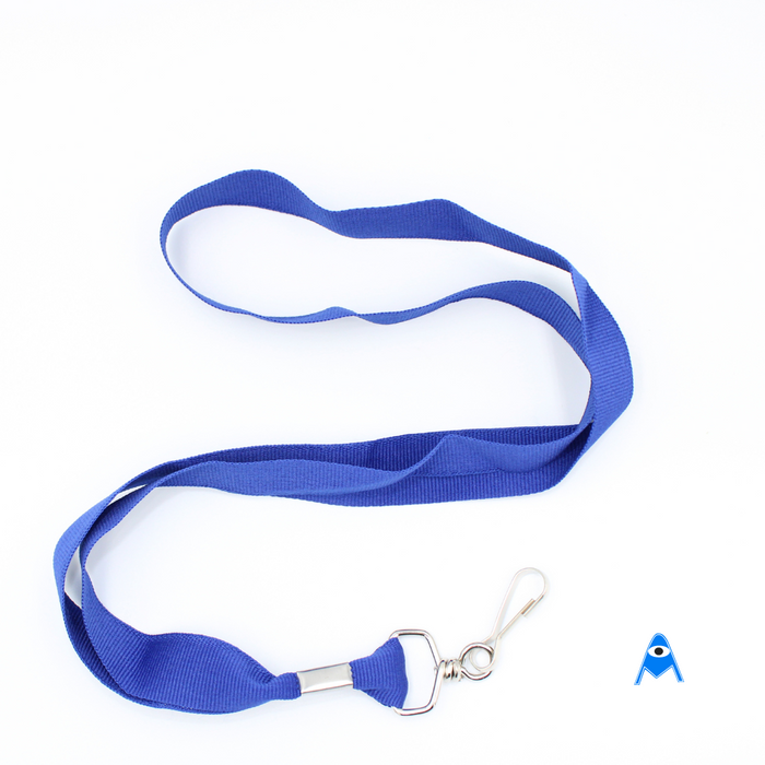 Side view of blue lanyard