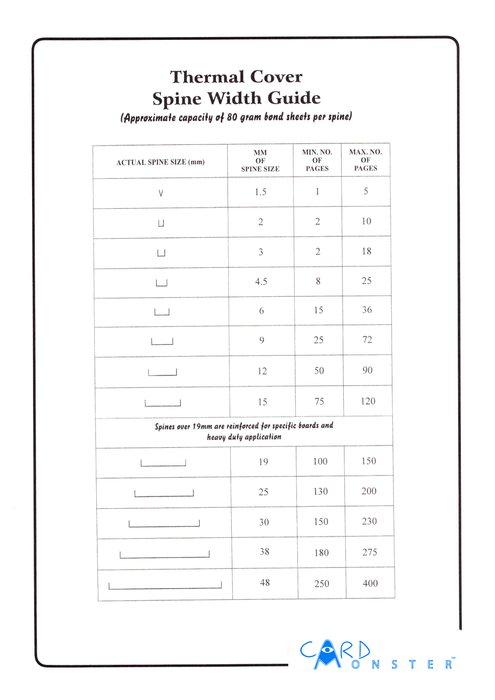 Spine width guide